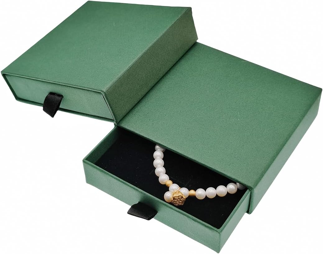 2 Cajas Regalo Joyas 4x4x1.4" Hechas a Mano Verde