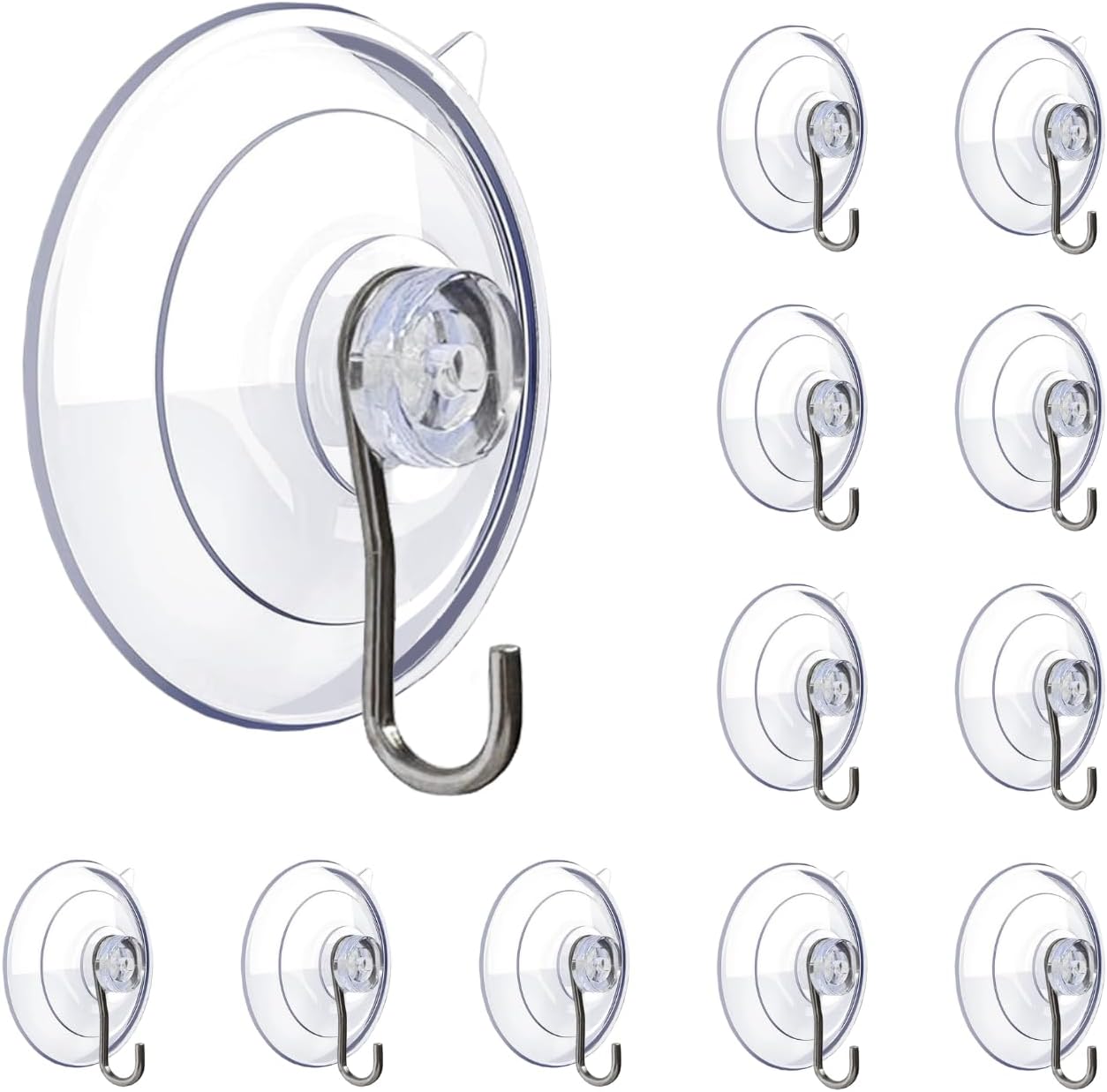 Ventosas para ventana 2.5" con ganchos 12 Uds