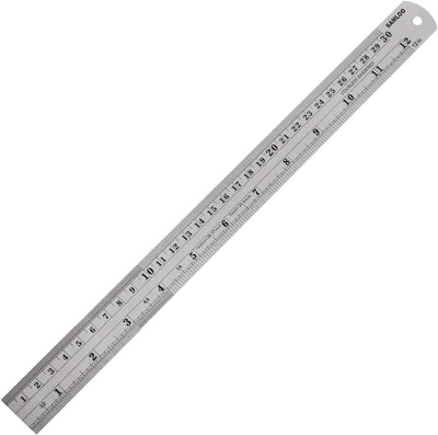 Regla acero inox 12pulg con tabla métrica