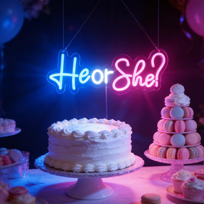 Letreros neón led género embarazo rosa azul baby shower