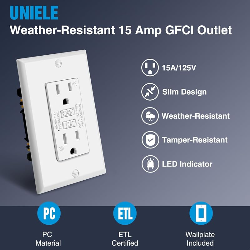 Salida GFCI 15A WR pack 20 placa pared blanca
