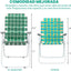 2 Sillas plegables malla para patio y playa verde oscuro