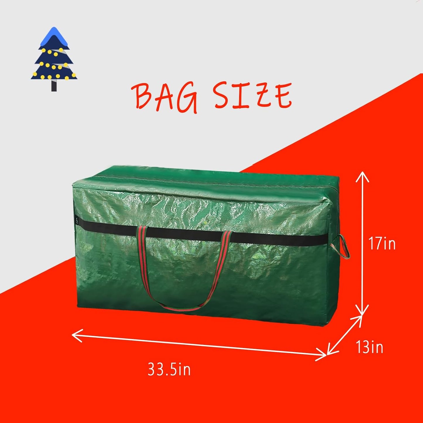 Bolsa árbol navidad 4/5ft impermeable 4 asas verde