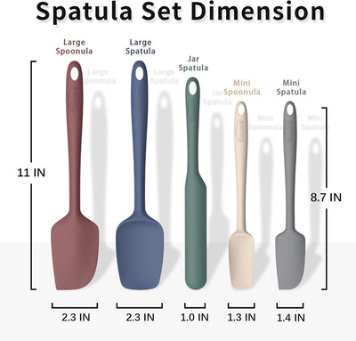 Set 5 Espátulas Silicón Alimenticio Resistentes Temperatura