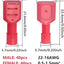 Conectores pala macho hembra nailon 22-16 AWG rojo 80 uds