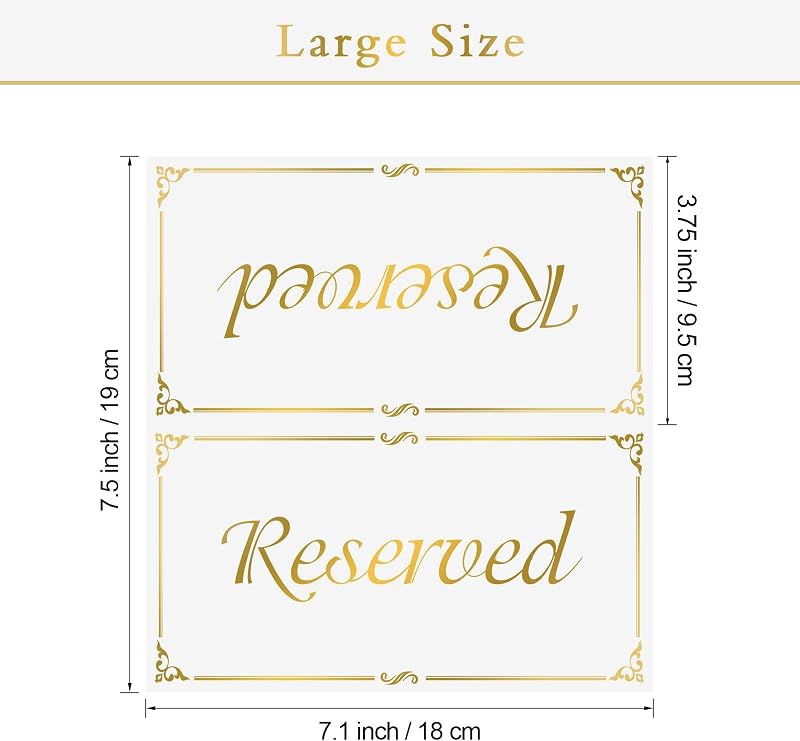 18 Letreros Mesa Reservados 7.1x7.5pulg Dorados Plegables