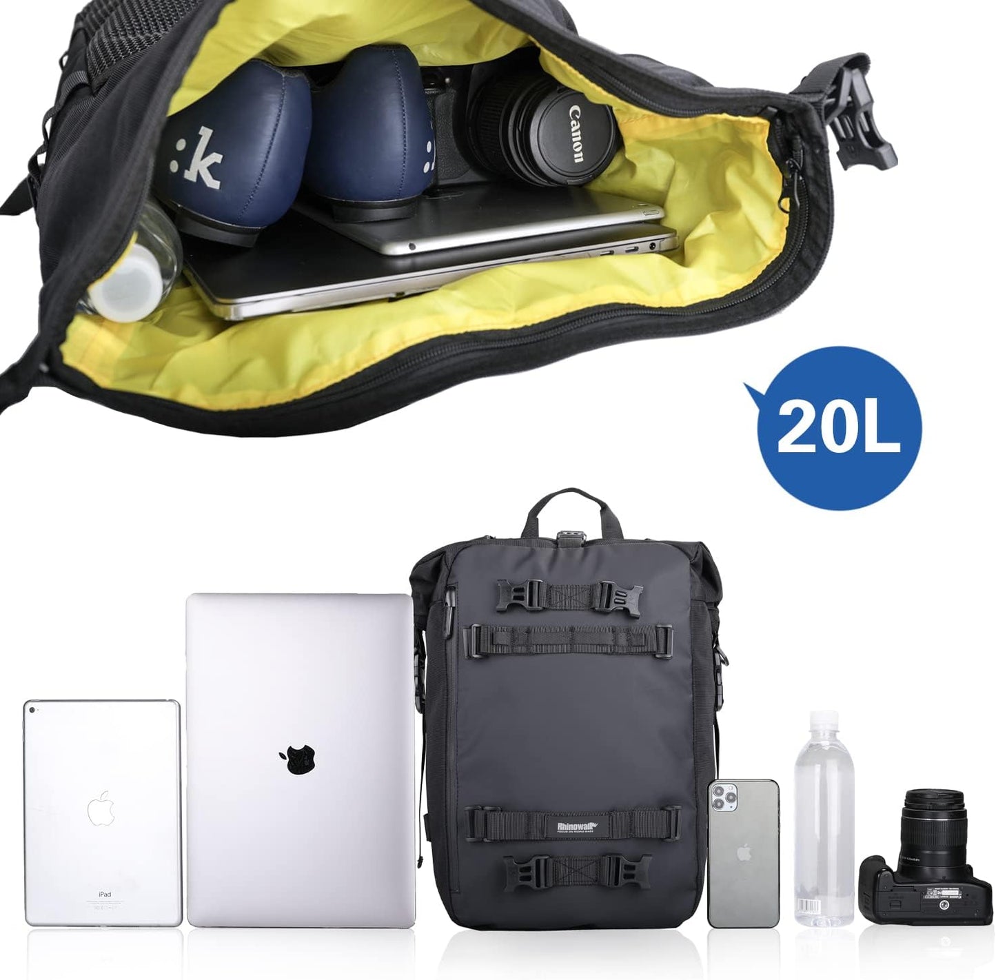 Bolsa sillín motocicleta impermeable 20L negro