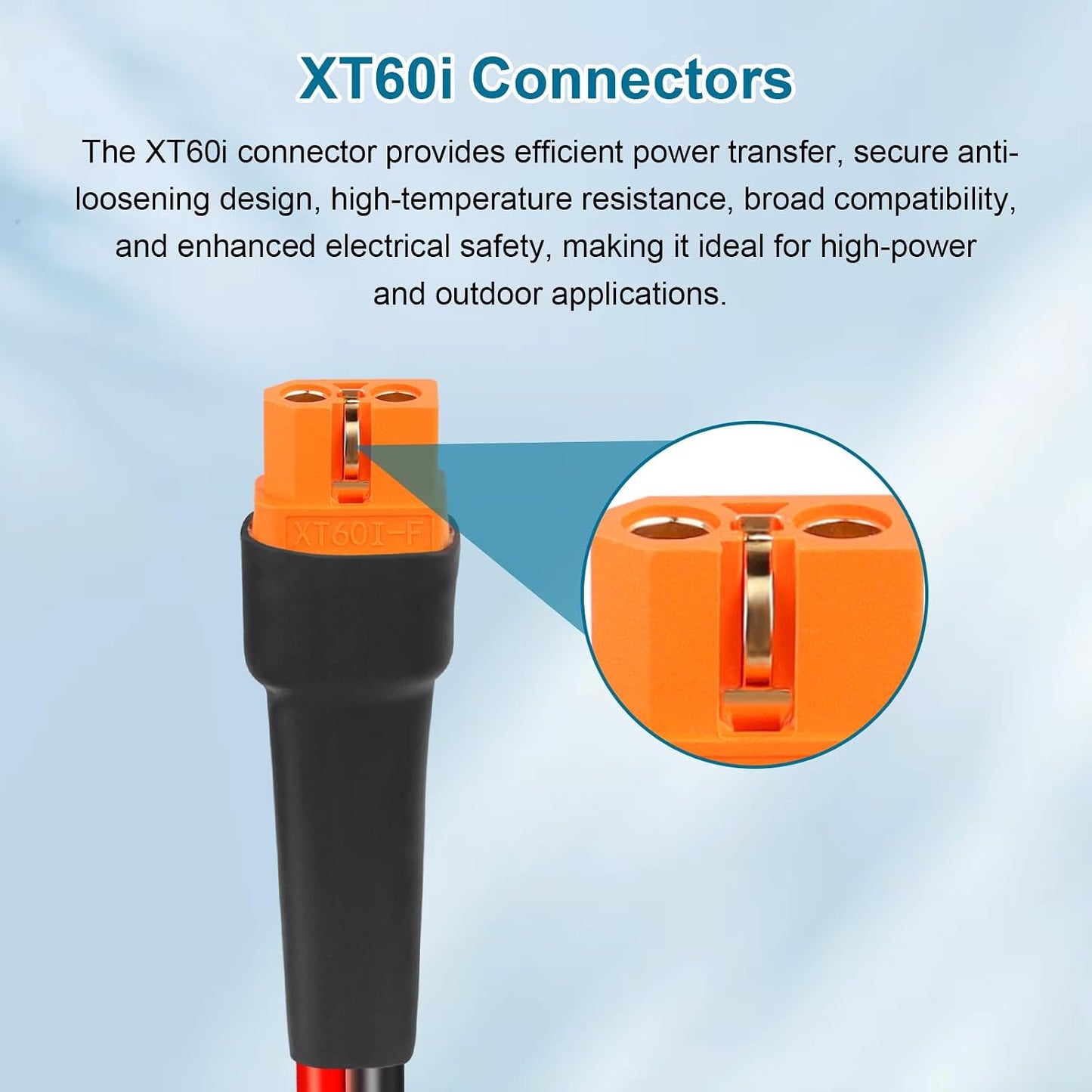 Cable extensión solar XT60i 12AWG cobre estañado 10ft