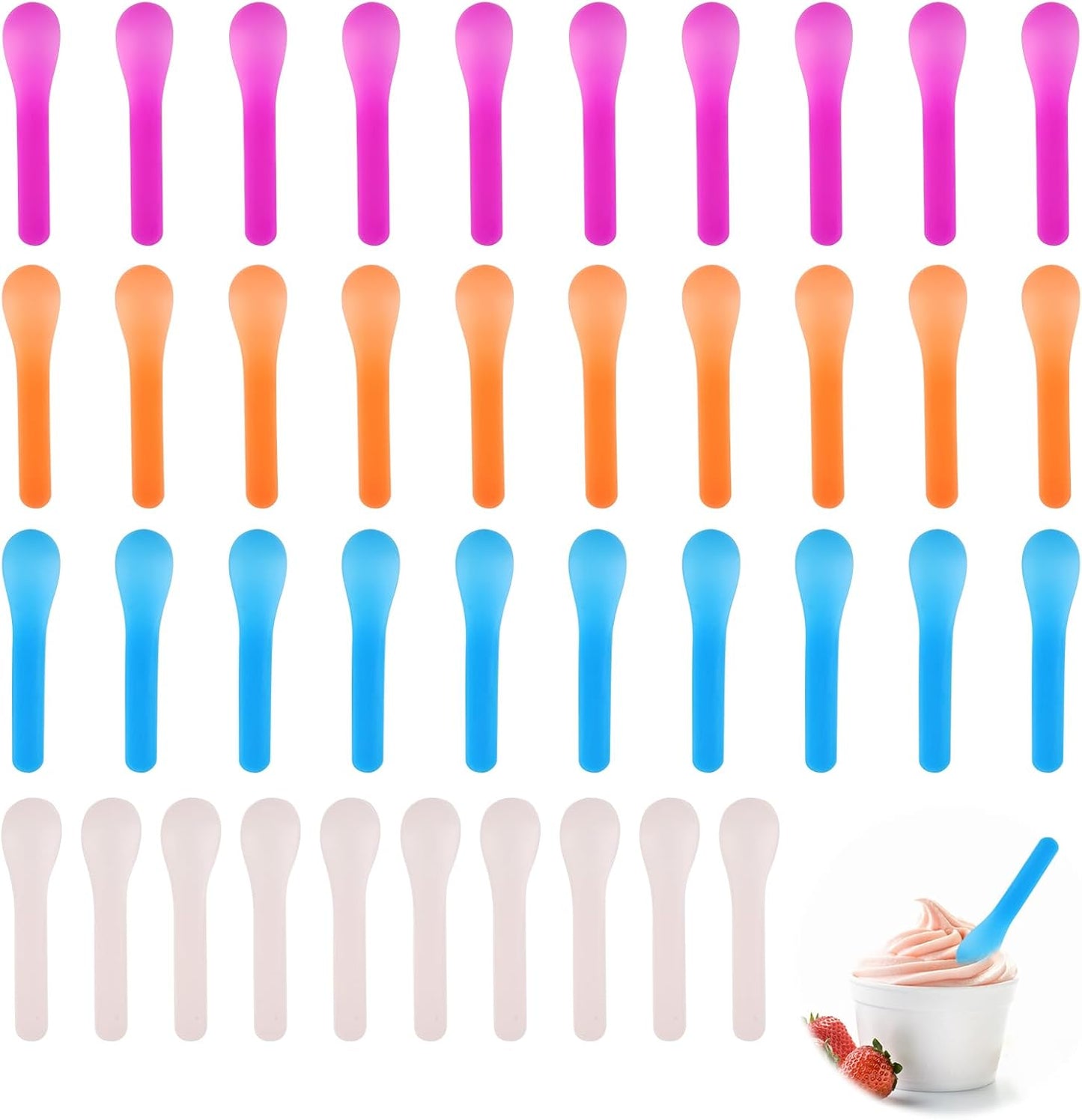 40 Cucharas Helado Reutilizables 4 Colores para Postres