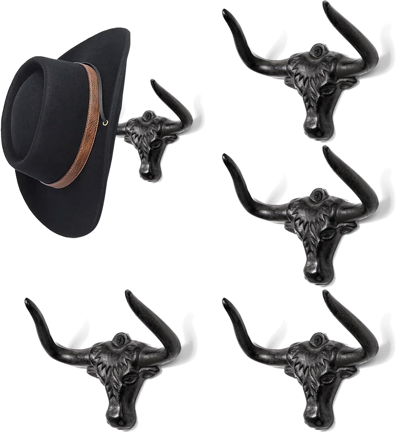 Perchero sombrero vaquero hierro fundido 4 ganchos