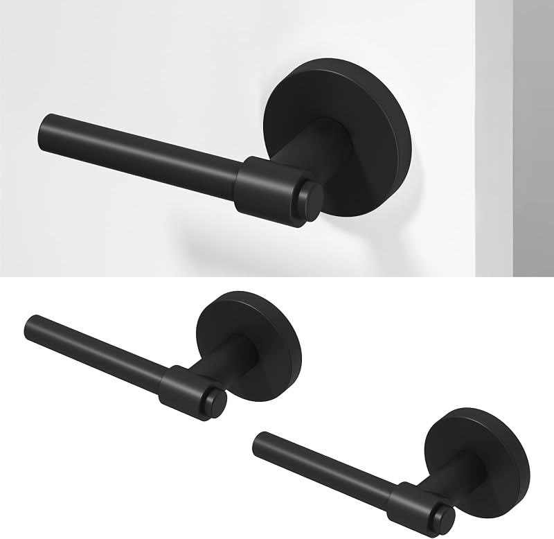 Manija puerta negra mate reversible set 2 decorativa