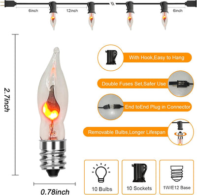 Tira luces parpadeantes Halloween 10" naranja 120V