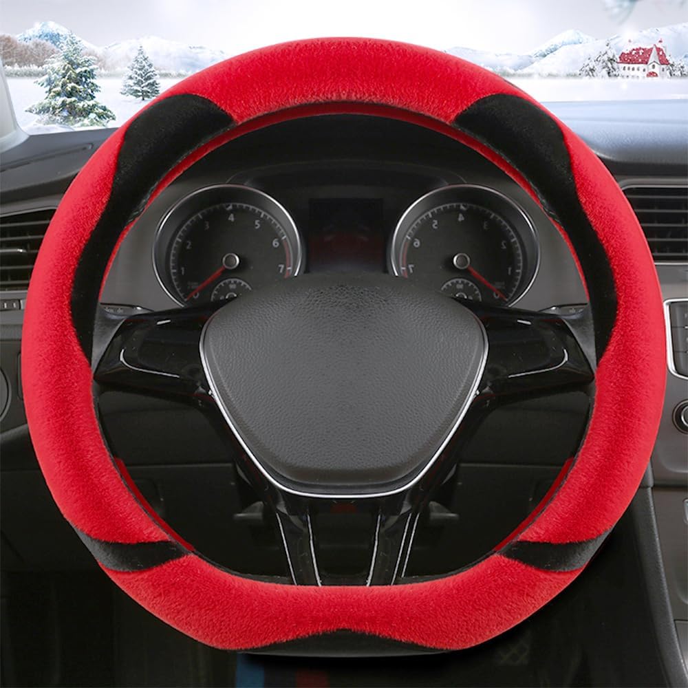 Funda volante felpa mullida forma D 15" color rojo
