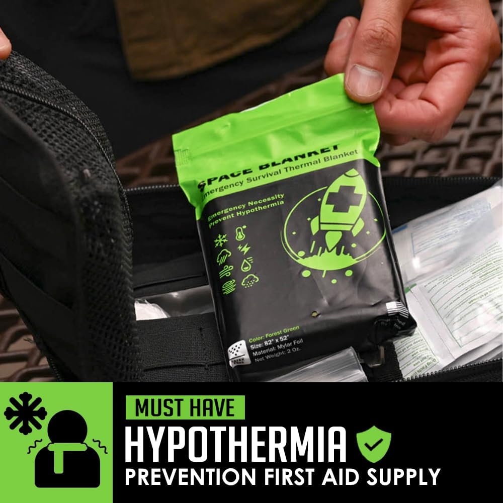 Manta térmica Mylar para emergencias al aire libre verde bosque