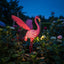 Escultura flamenco metal 43pulg con luz solar patio jardín