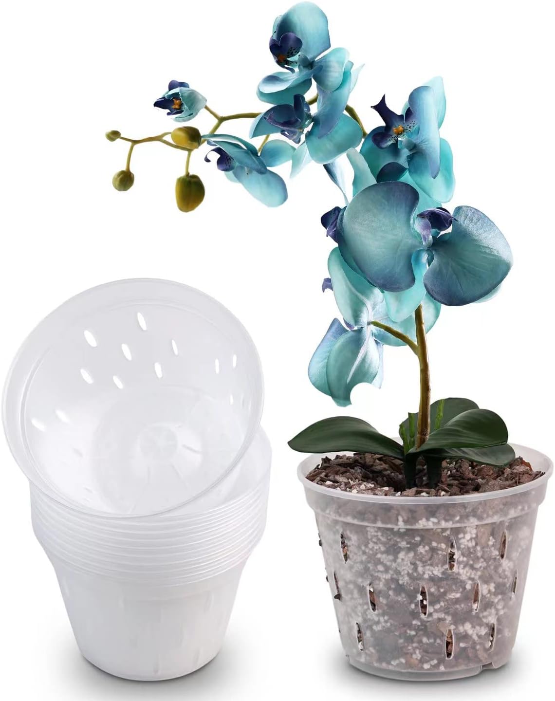 Macetas plástico orquídeas 4.5pulg transparente set 10