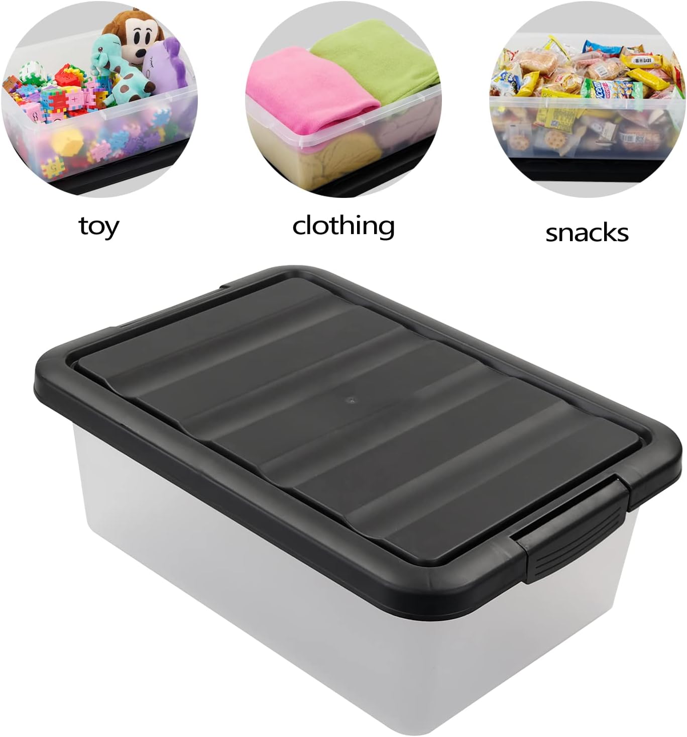 Caja plástico 14qt tapas negras 2 Pzas