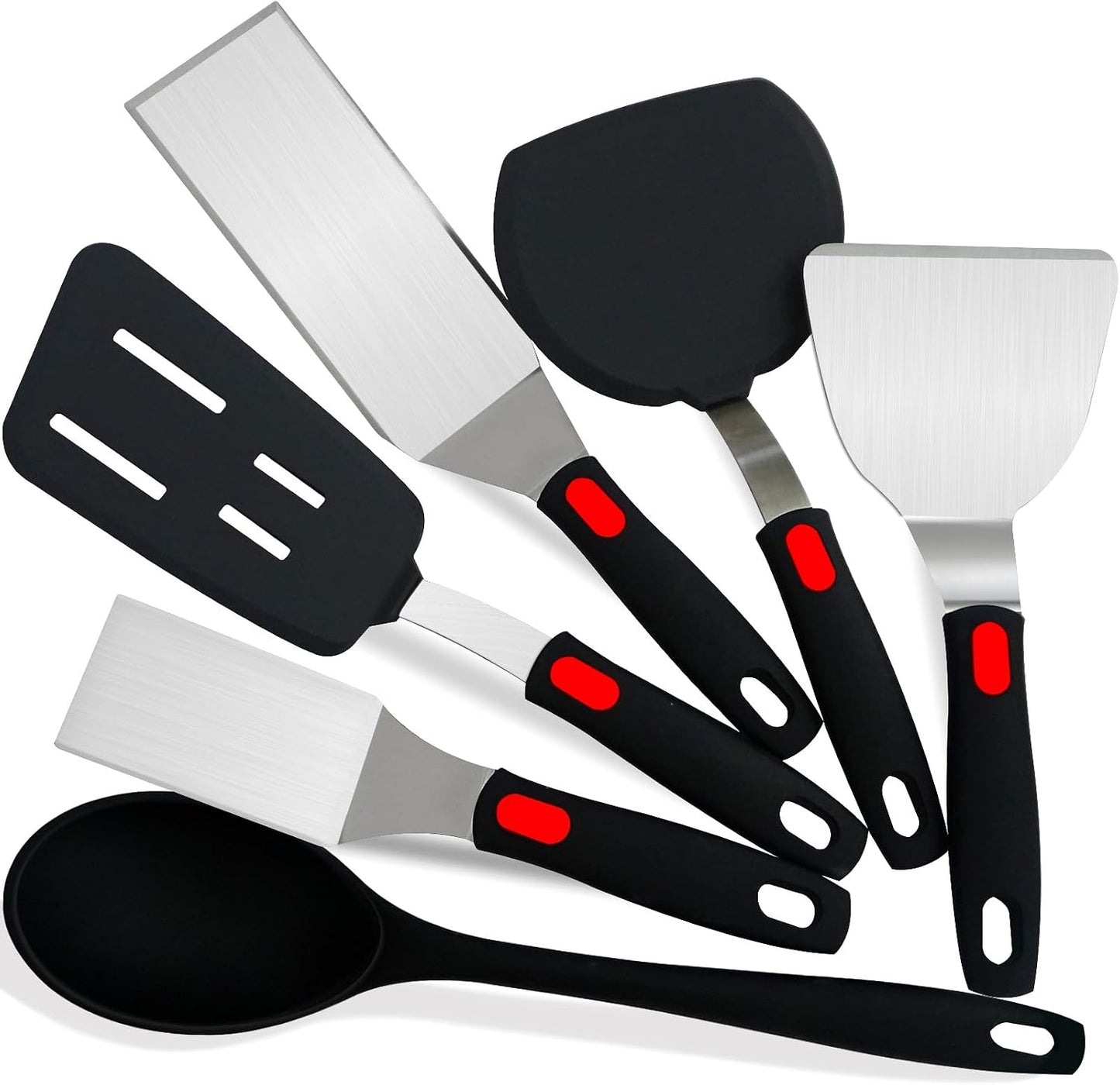 Set 6 Espátulas Silicona y Acero Inox para Asar