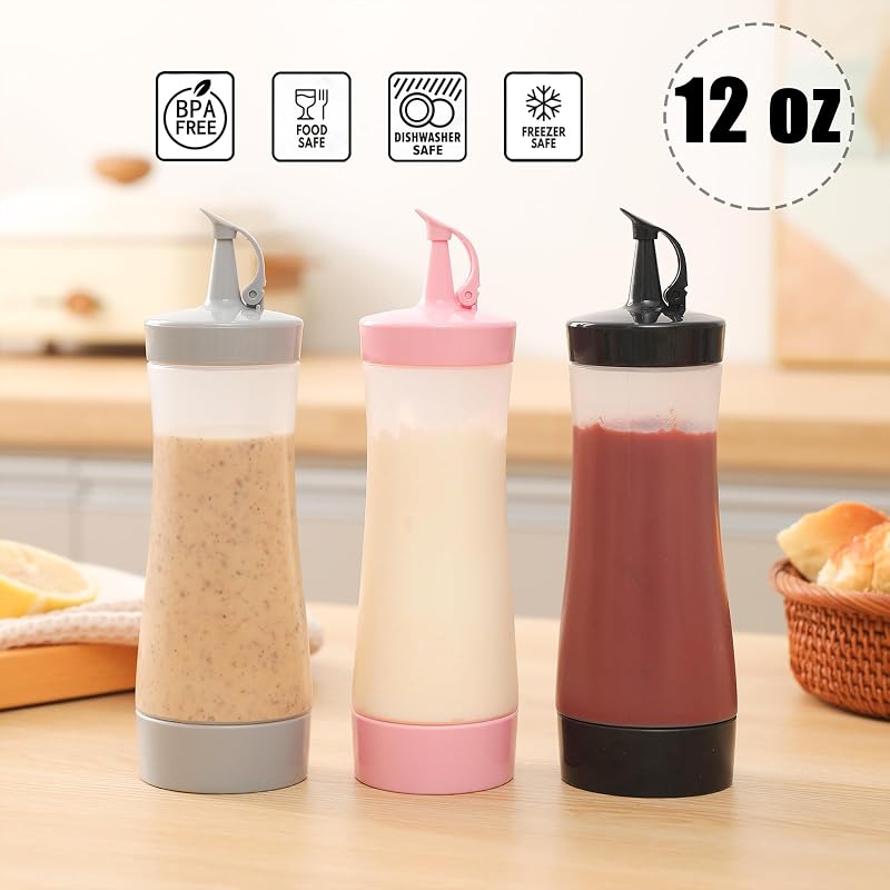 Botellas exprimibles condimentos 12oz pack 8 gris