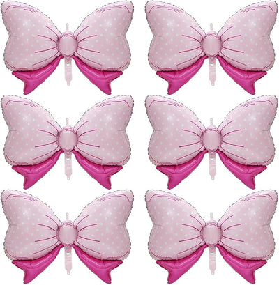 6 Globos Rosa con Lazo para Fiesta Niños y Niñas