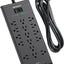 Regleta alimentación 10ft 16 tomas 4 USB 2700J soporte pared negro