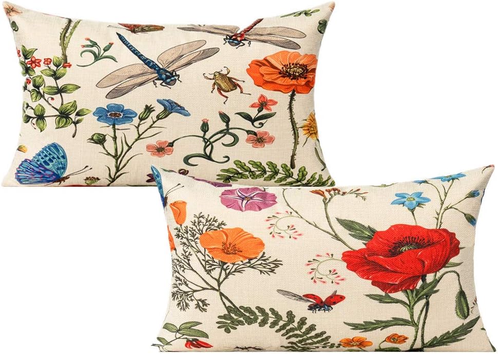 2 Pzas Fundas Almohada Lumbares 12x20" Exteriores Jardín
