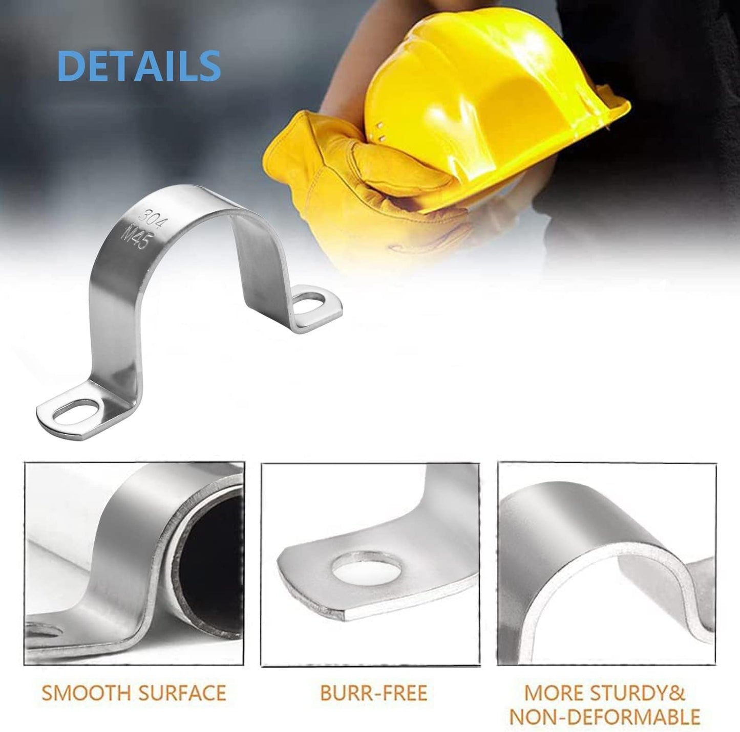 5 Abrazaderas Tubo Acero Inox 7.874pulg 2 Agujeros