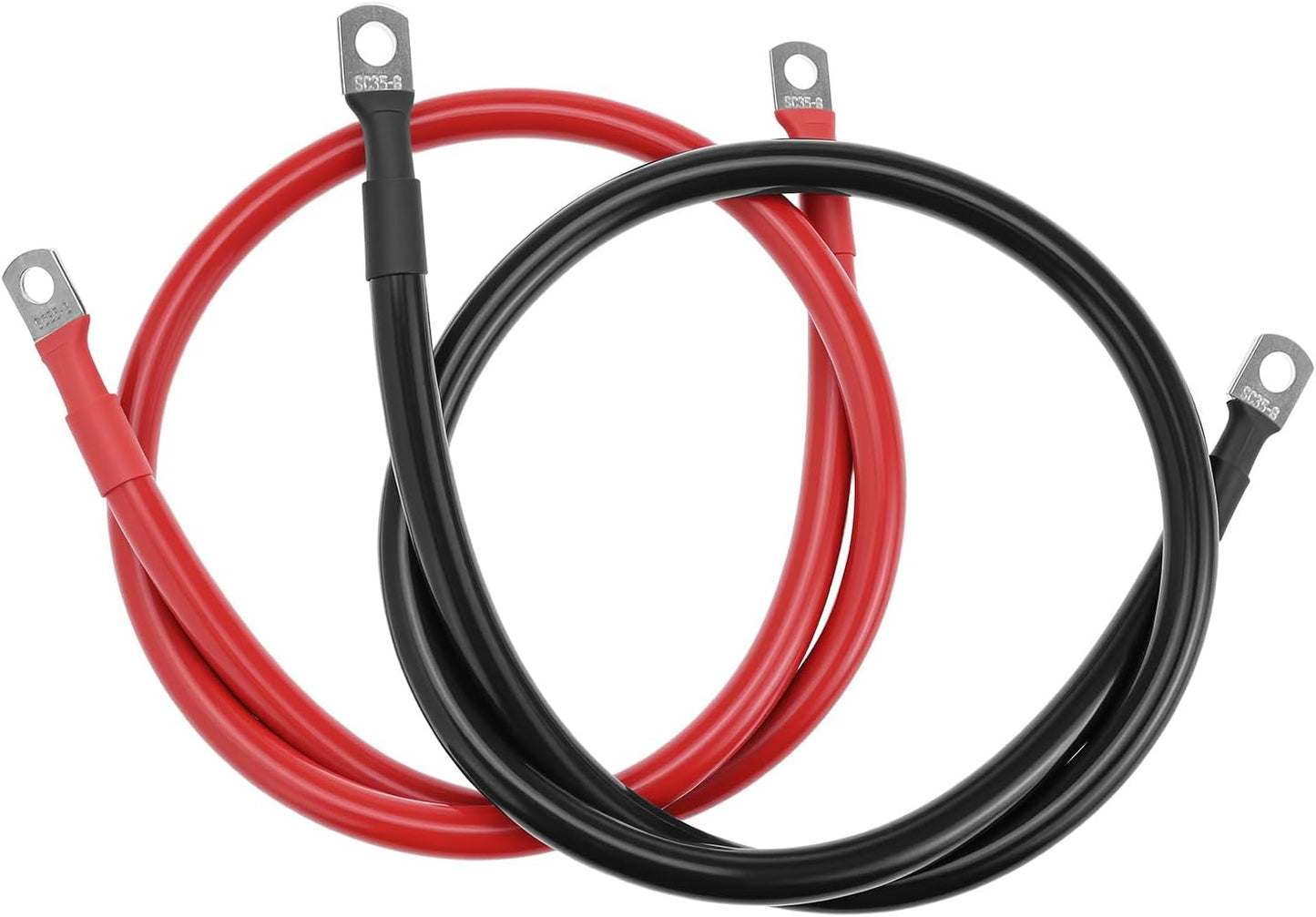 Cables batería cobre 3 pies rojo negro terminales 5/16"