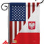 Set bandera amistad Polonia EE.UU. con soporte decorativo