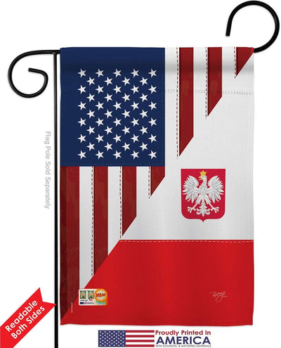 Set bandera amistad Polonia EE.UU. con soporte decorativo