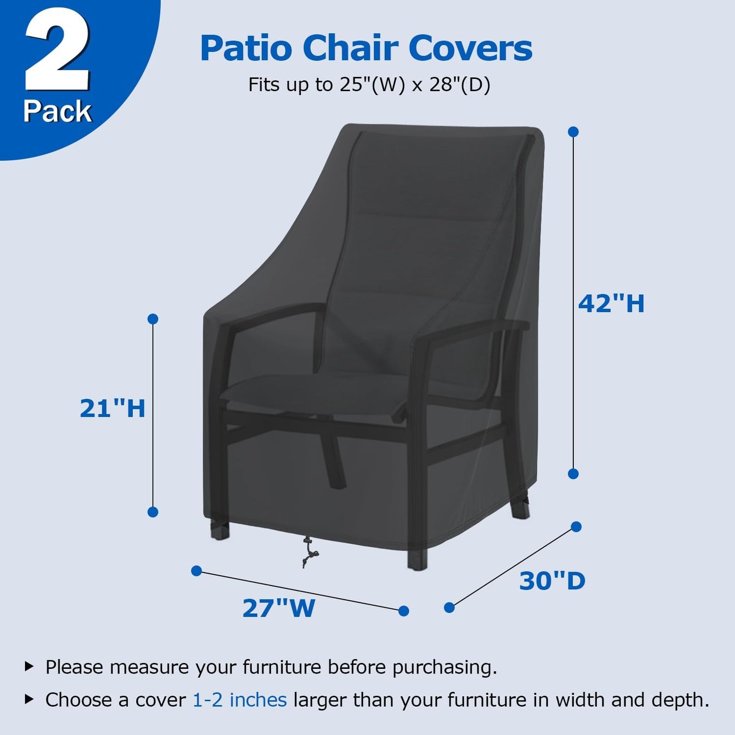 Fundas sillas patio pack 2 con correas resistentes