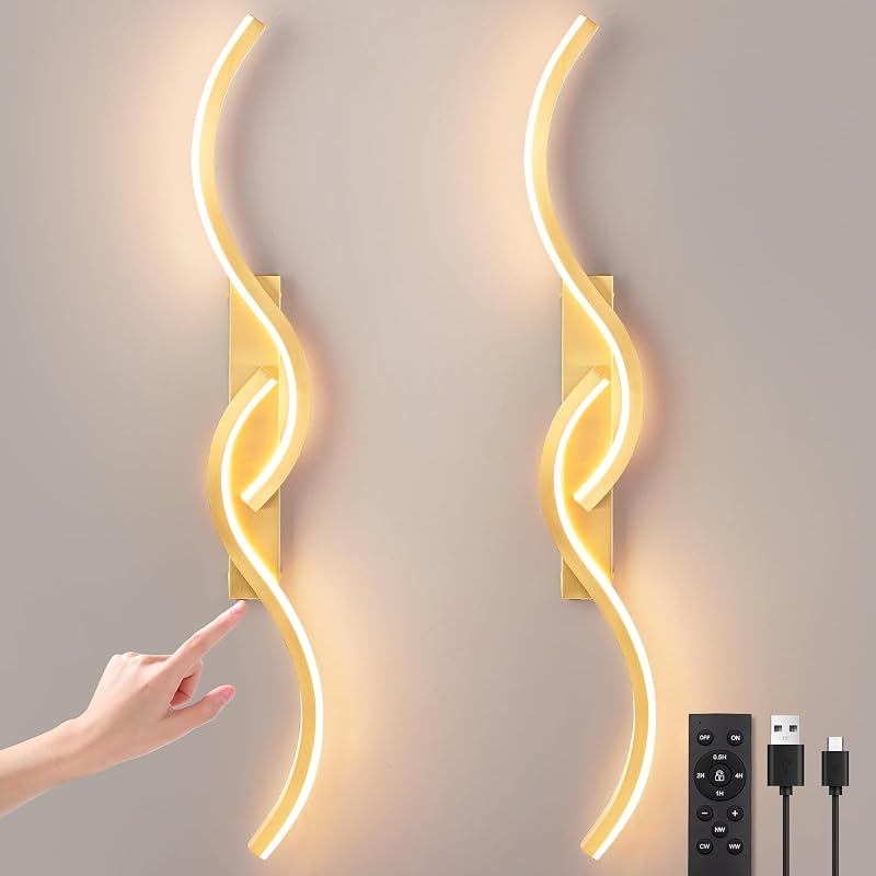 Aplique pared LED inalámbrico moderno dorado