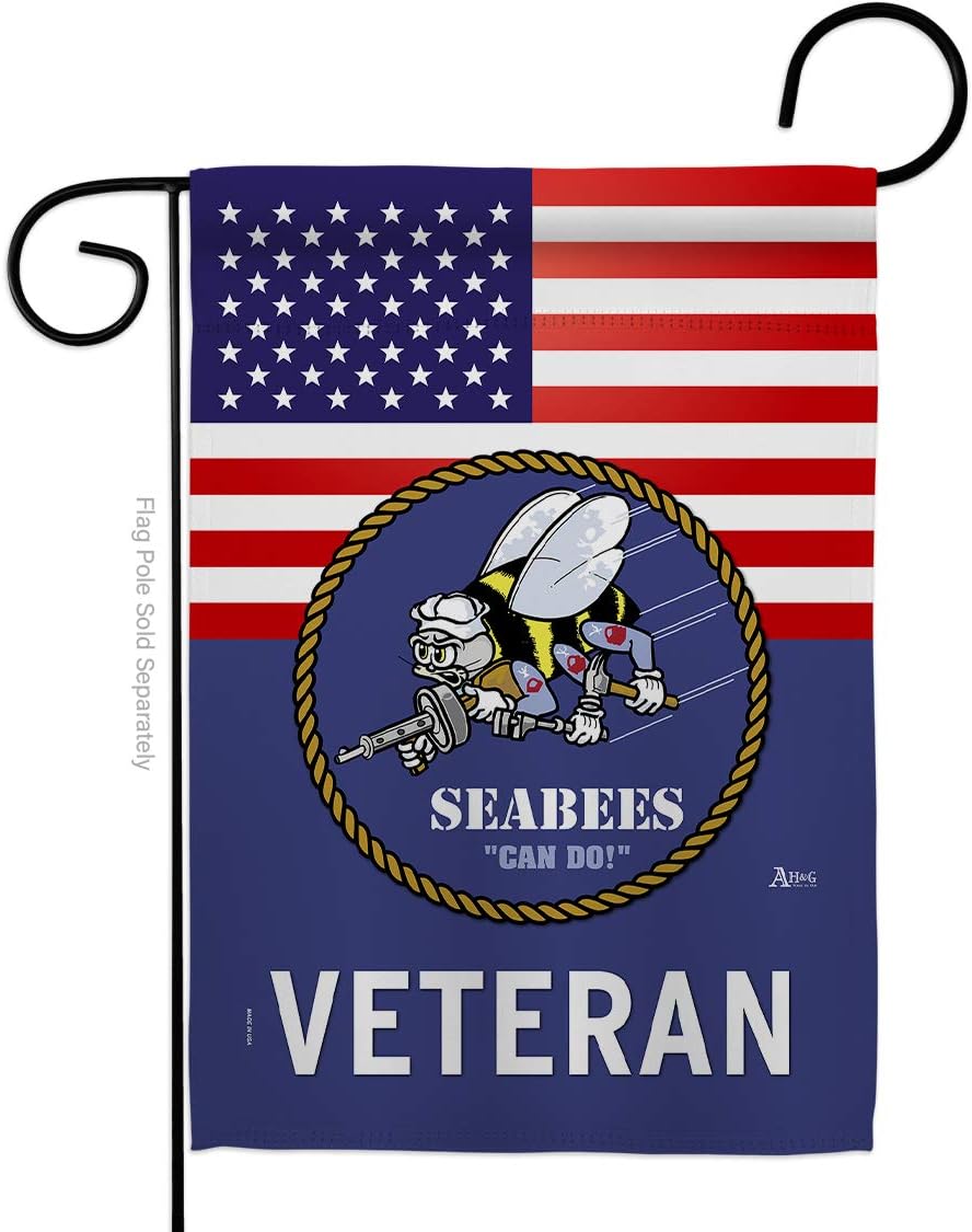 Bandera Seabees Navy 13x18.5" doble cara decorativa