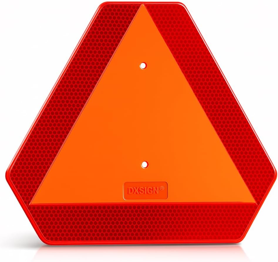 Letrero triangular plástico SMV movimiento lento 14x16pulg