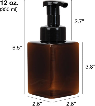 Dispensador jabón espumoso botella plástico 12oz negra pack 2
