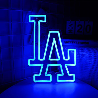 Letrero neón Dodgers azul para garaje cueva hombre