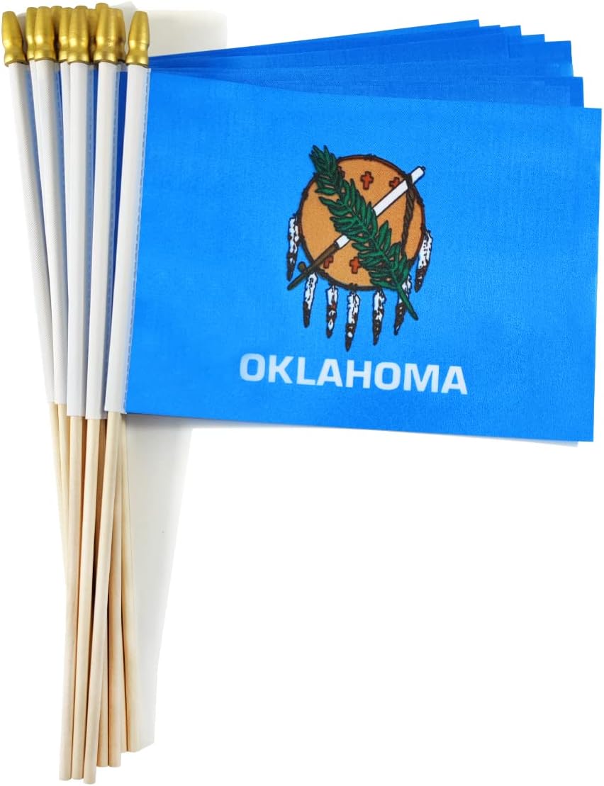 12 Pzas Bandera Mini Palo Madera Maciza
