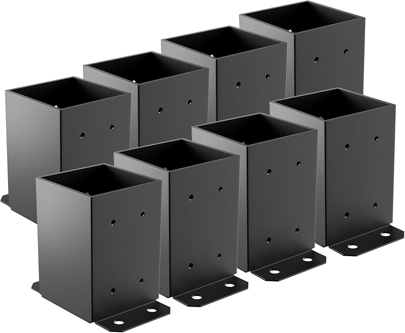 Base poste 4x4 8 Pzas soporte madera negra polvo resistente