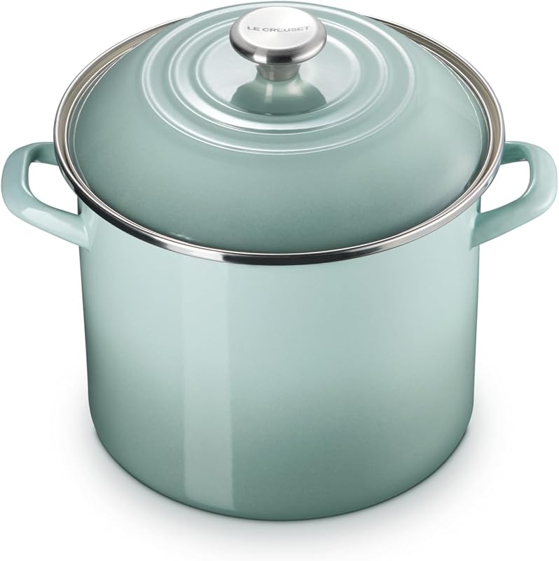 Olla Esmaltada 10qt Perilla Acero Inox Color Sal Marina