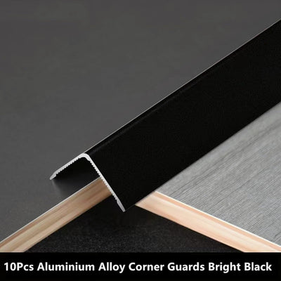10 Protectores Esquina Pared Aluminio 1.6x1.6x48pulg Negro