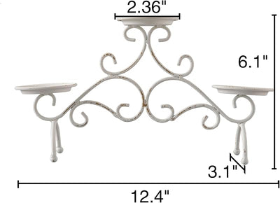 Portavelas 3 brazos metal blanco Shabby Chic