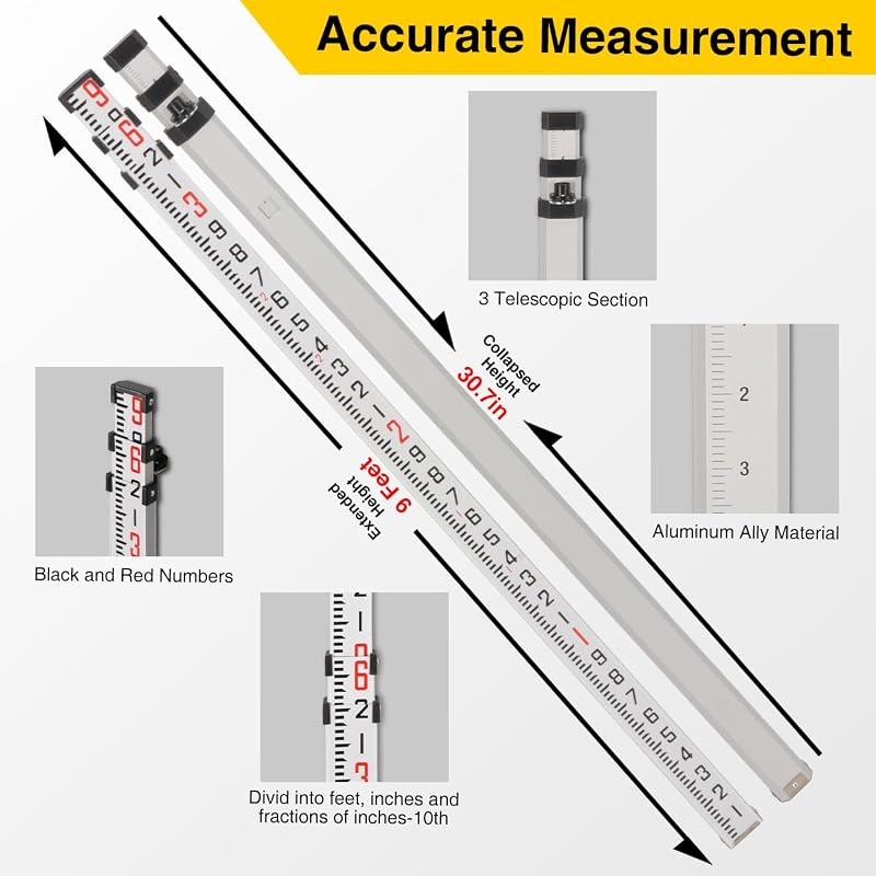 Trípode aluminio 66" set varillas 9ft topografía