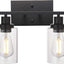 4 Lámparas Pared Apliques Negro Vidrio Iluminación Baño