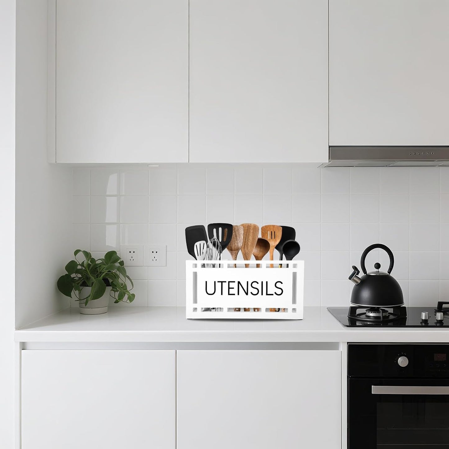 Soporte utensilios cocina madera 3 compartimentos