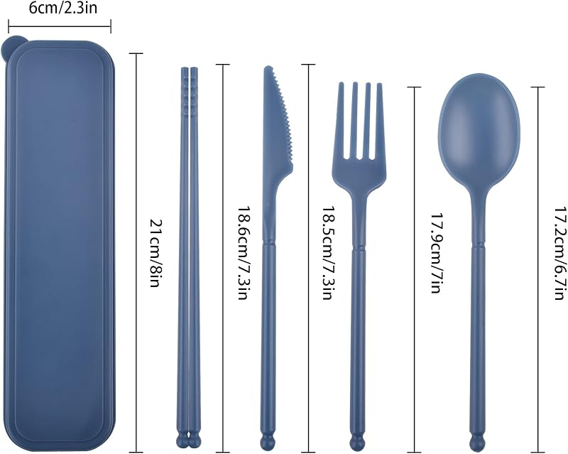 Juego utensilios plástico viaje camping picnic azul verde