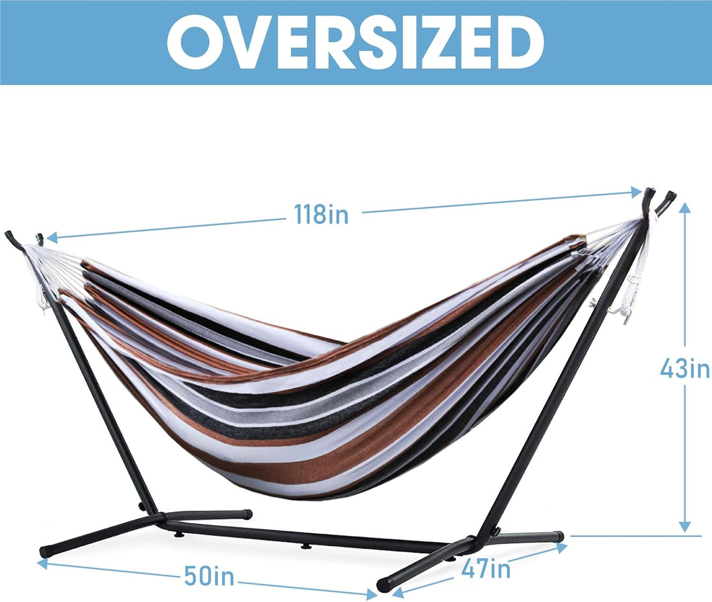 Hamaca doble 550lb soporte acero 10ft funda transporte