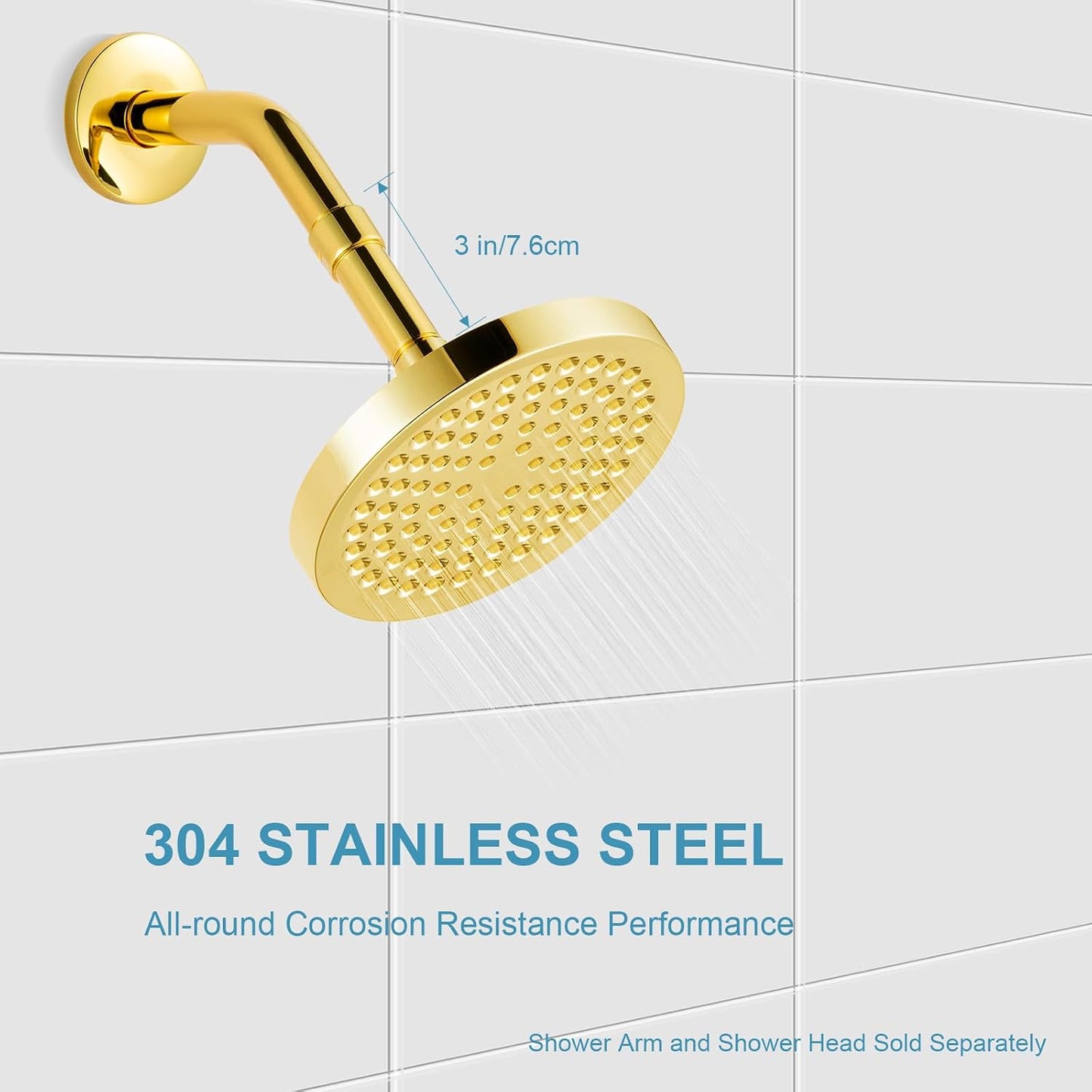 Extensión ducha acero inox 304 dorado 3pulg