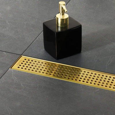 Drenaje lineal dorado 36pulg rejilla cuadrada acero inox 304