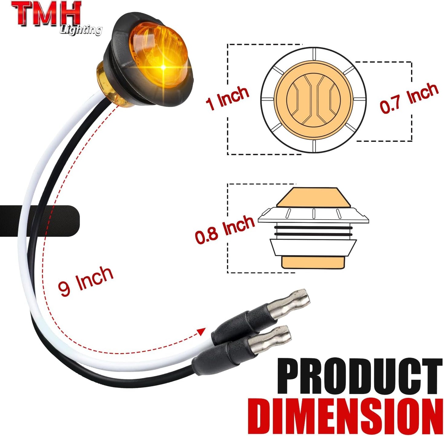 20 Luces Ámbar 3/4pulg 3 LED Conector Camioneta