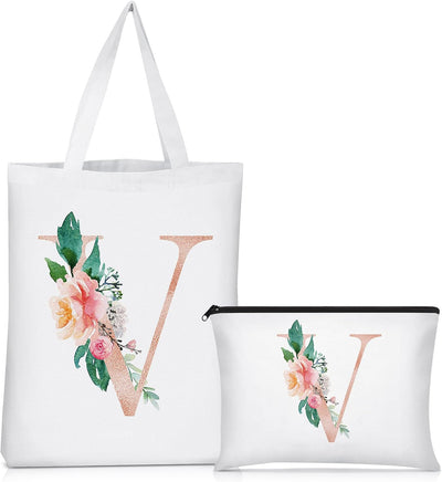 2 bolsas lona diseño floral monograma mujer